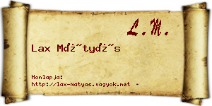Lax Mátyás névjegykártya